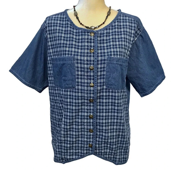 Vintage Cherokee Button Down Jean Shirt 18W - Picture 1 of 9